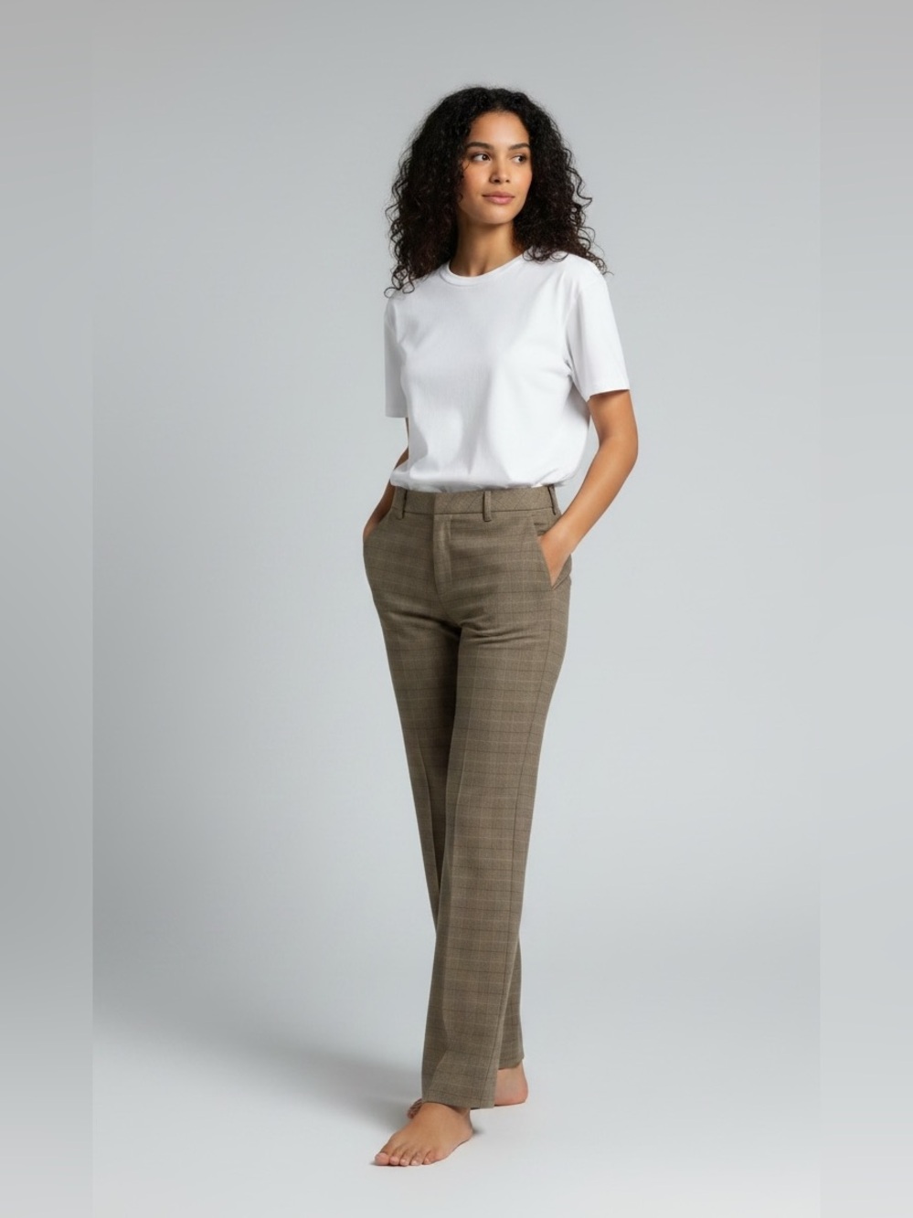 Studio M Plaid Straight-Leg Trousers Size 4P